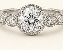Anillo de Compromiso Vintage con Milgrain — detalle