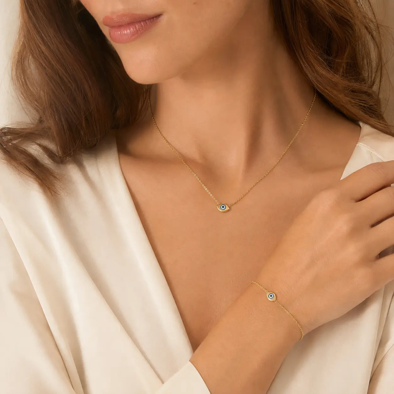 Juego de Ojo Turco: Collar y Manilla