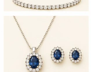 Juego de Zafiro Halo: Collar y Aretes
