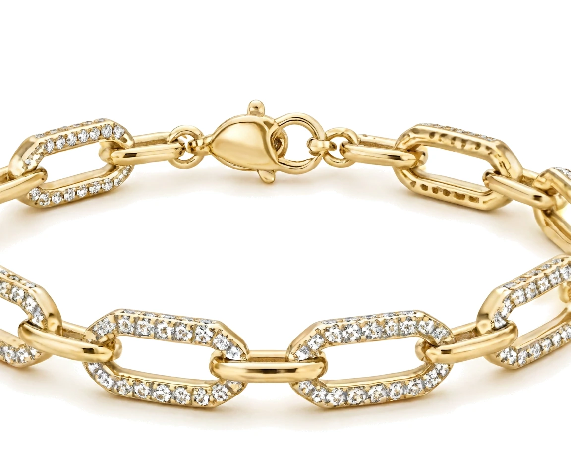 Manilla de eslabones con diamantes — detalle