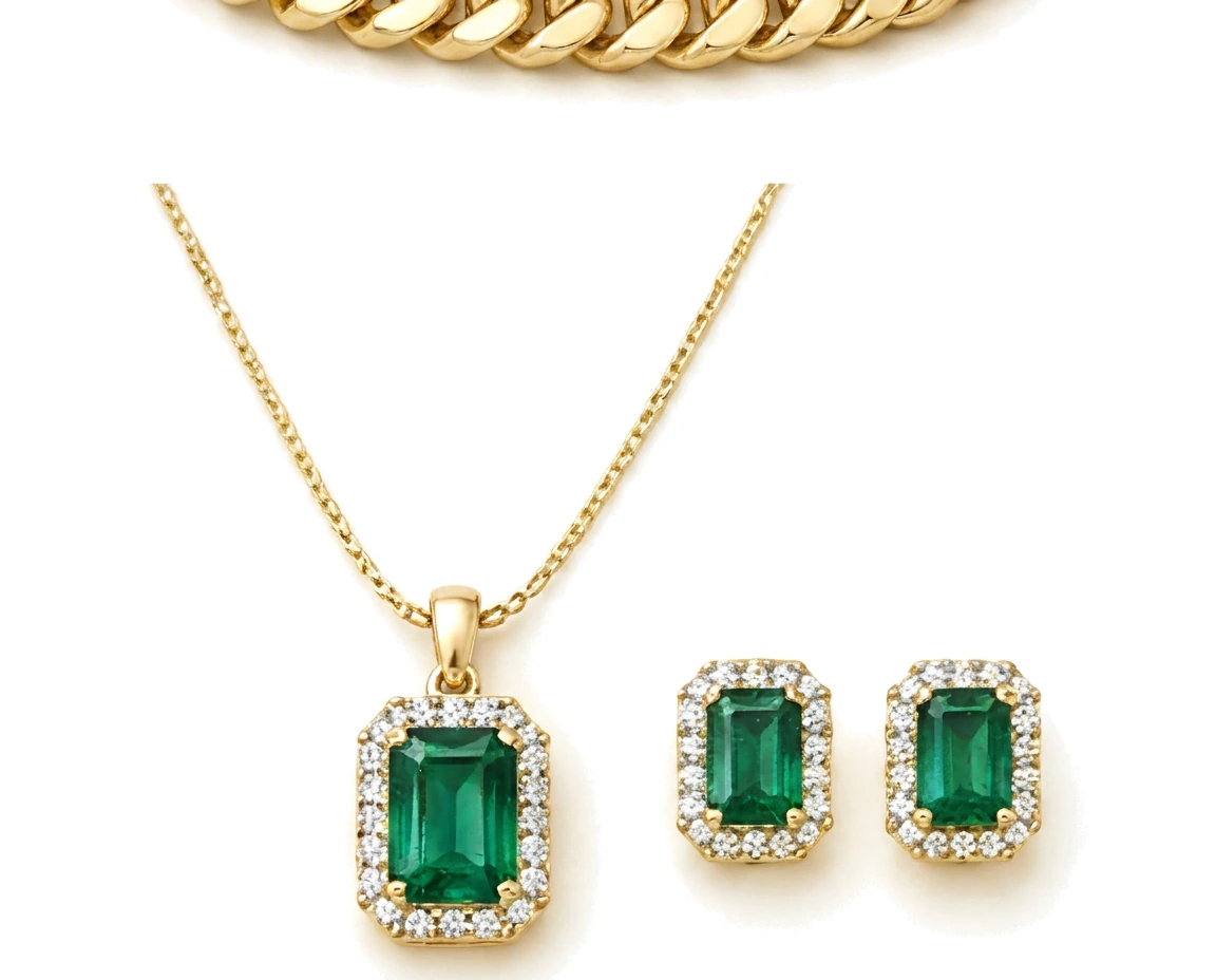 Juego de Esmeralda: Collar y Aretes