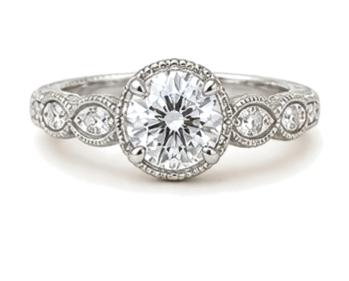 Anillo de Compromiso Vintage con Milgrain