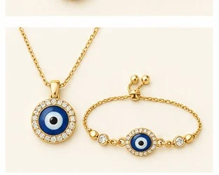 Juego de Ojo Turco: Collar y Manilla