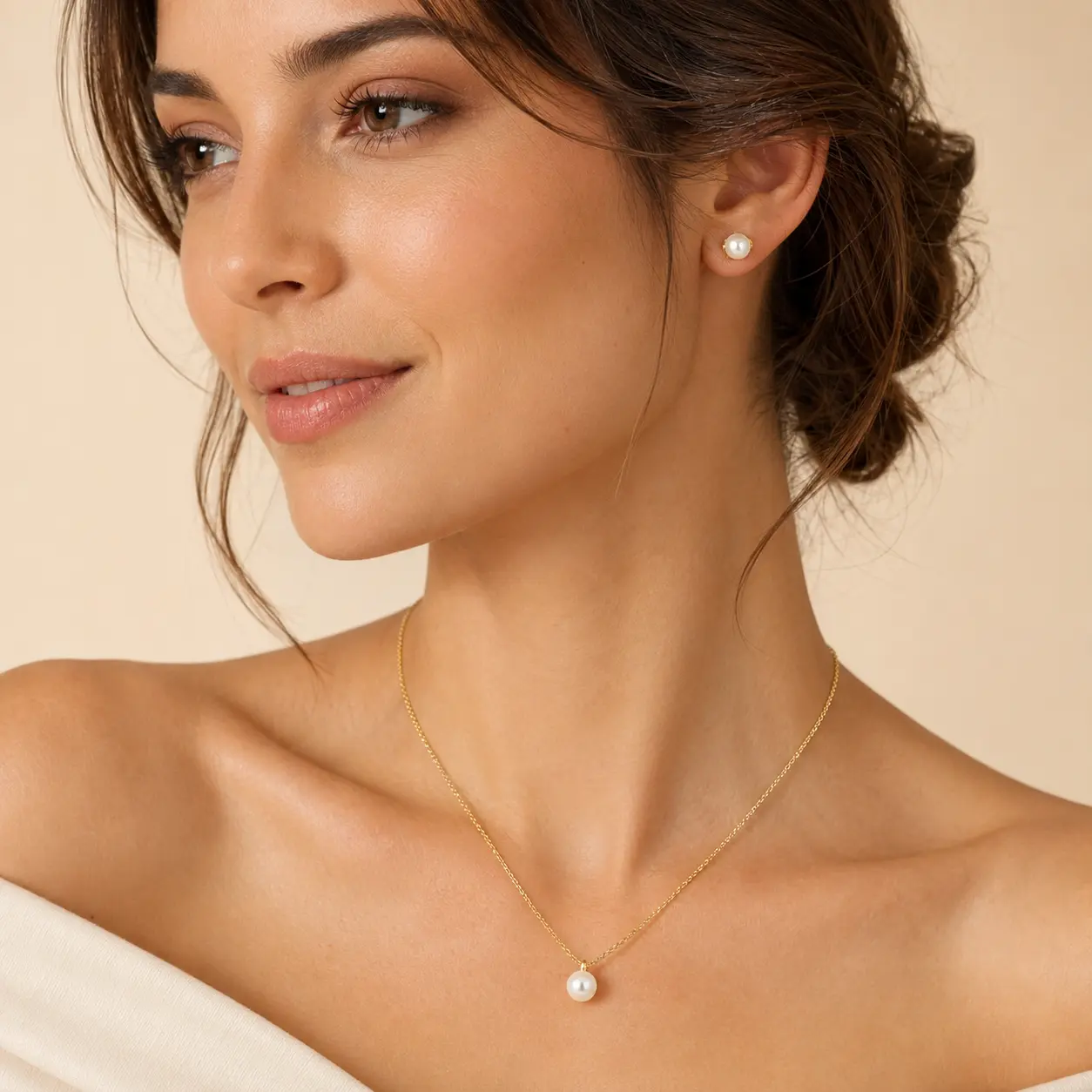 Juego Collar y Broqueles de Perla