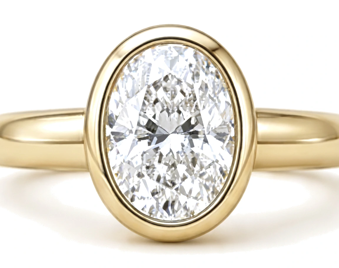 Anillo de Compromiso Ovalado en Bisel — detalle