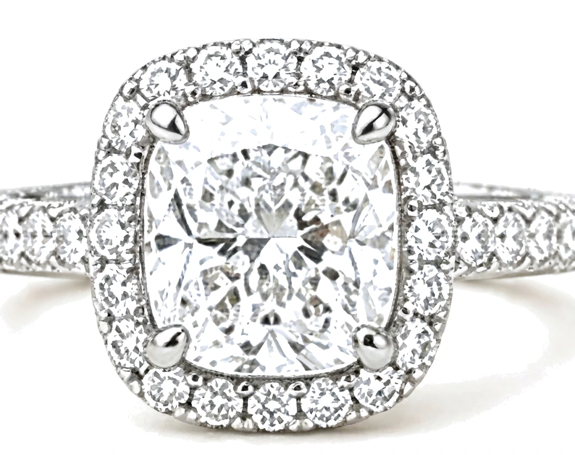 Anillo de Compromiso Cushion con Halo Clásico — detalle