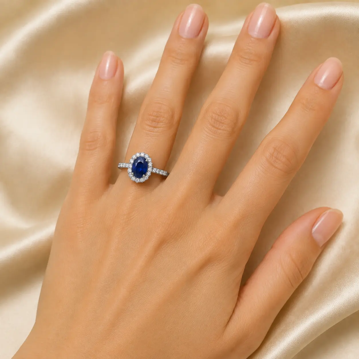 Anillo de Compromiso con Centro de Zafiro