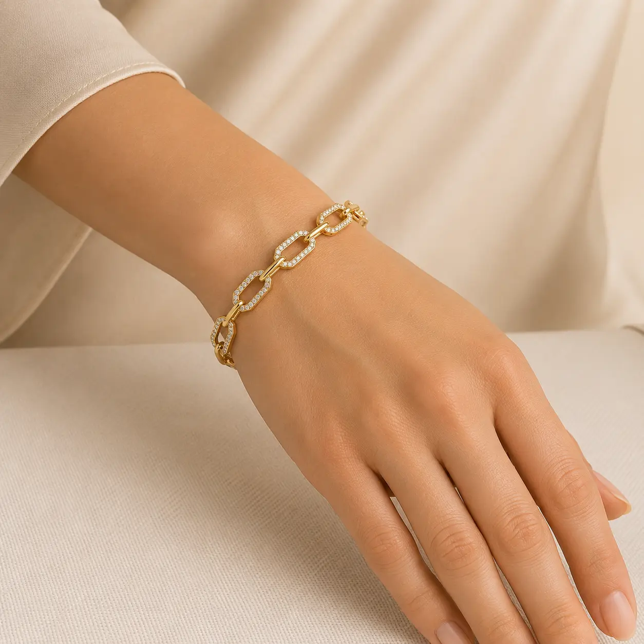 Manilla de eslabones con diamantes
