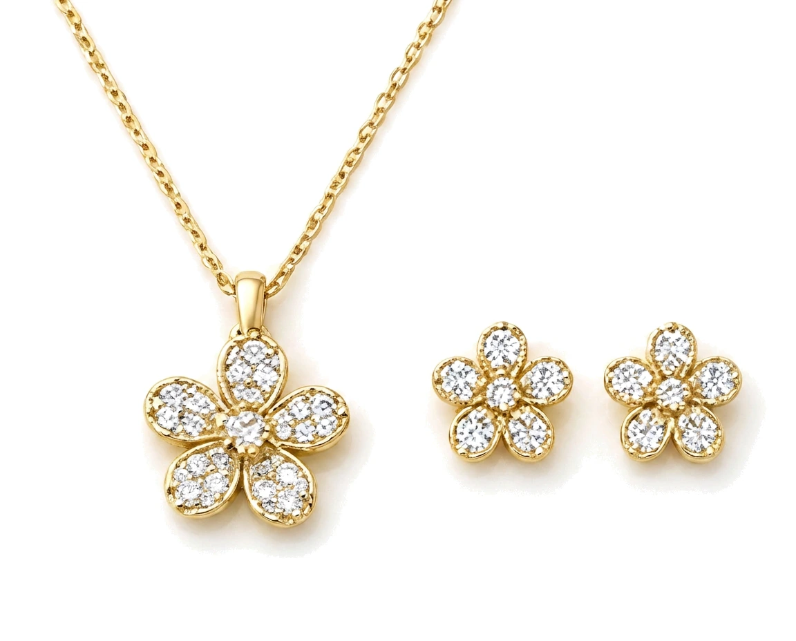 Juego de Flor: Collar y Aretes — detalle