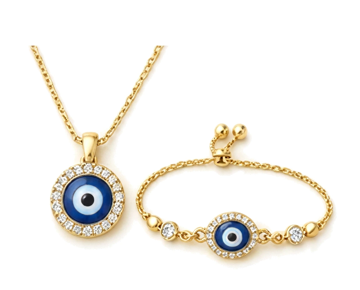 Juego de Ojo Turco: Collar y Manilla