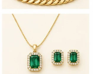 Juego de Esmeralda: Collar y Aretes