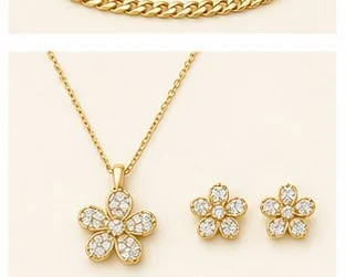 Juego de Flor: Collar y Aretes