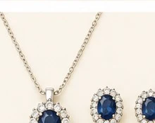 Juego de Zafiro Halo: Collar y Aretes — detalle