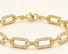 Manilla de eslabones con diamantes — detalle