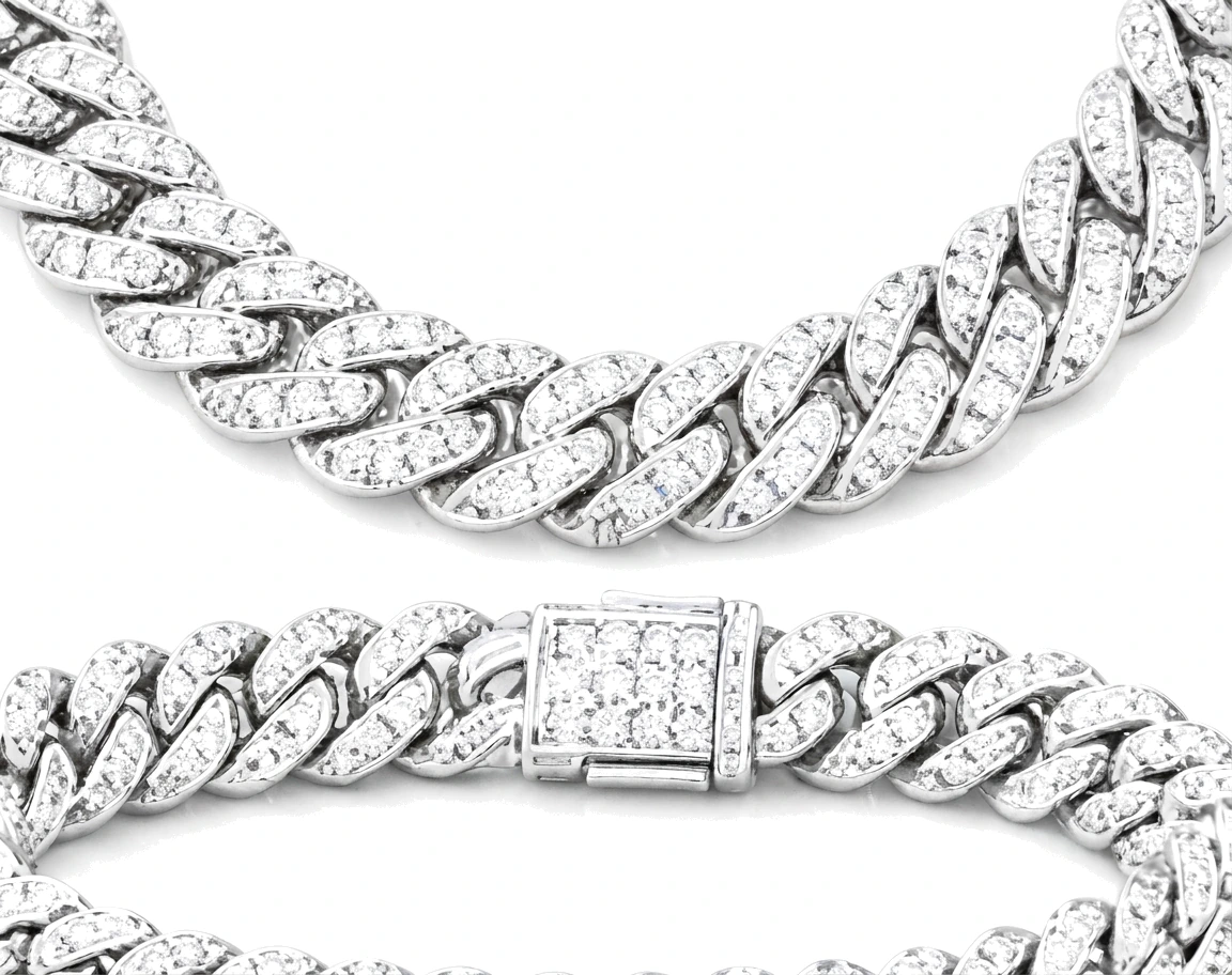Juego Cubano con Diamantes: Collar y Manilla — detalle