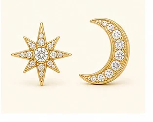 Aretes Desparejados Estrella y Luna