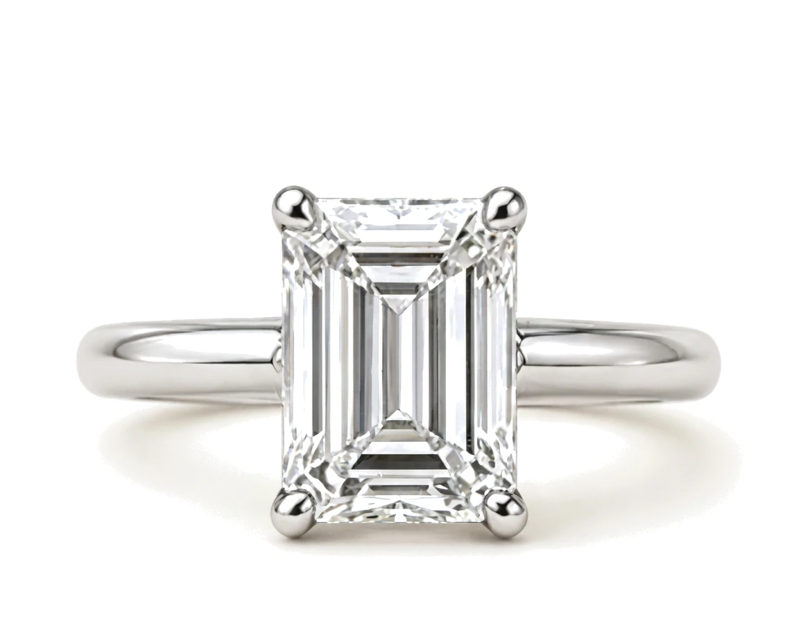 Anillo de Compromiso Solitario Corte Esmeralda