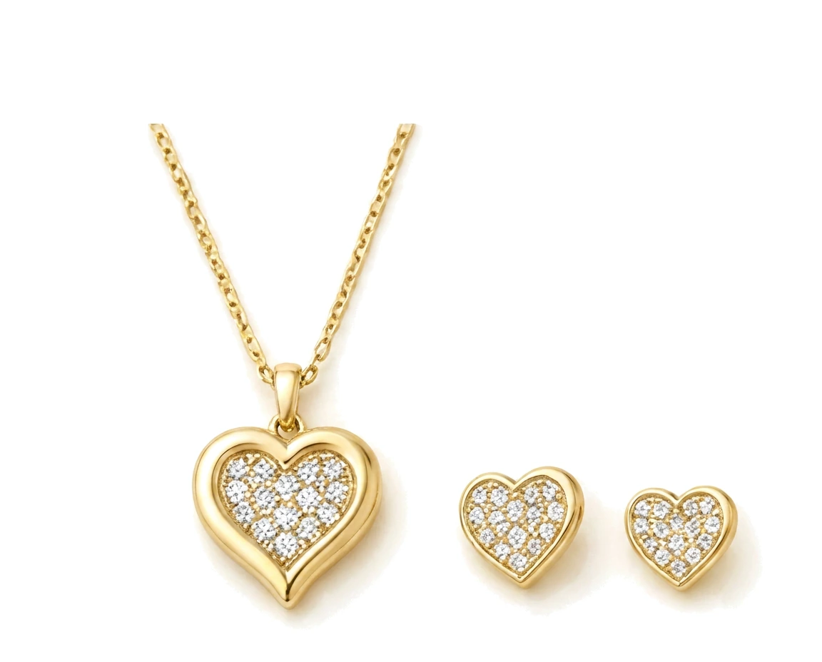 Juego de Corazón: Dije y Aretes
