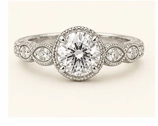 Anillo de Compromiso Vintage con Milgrain