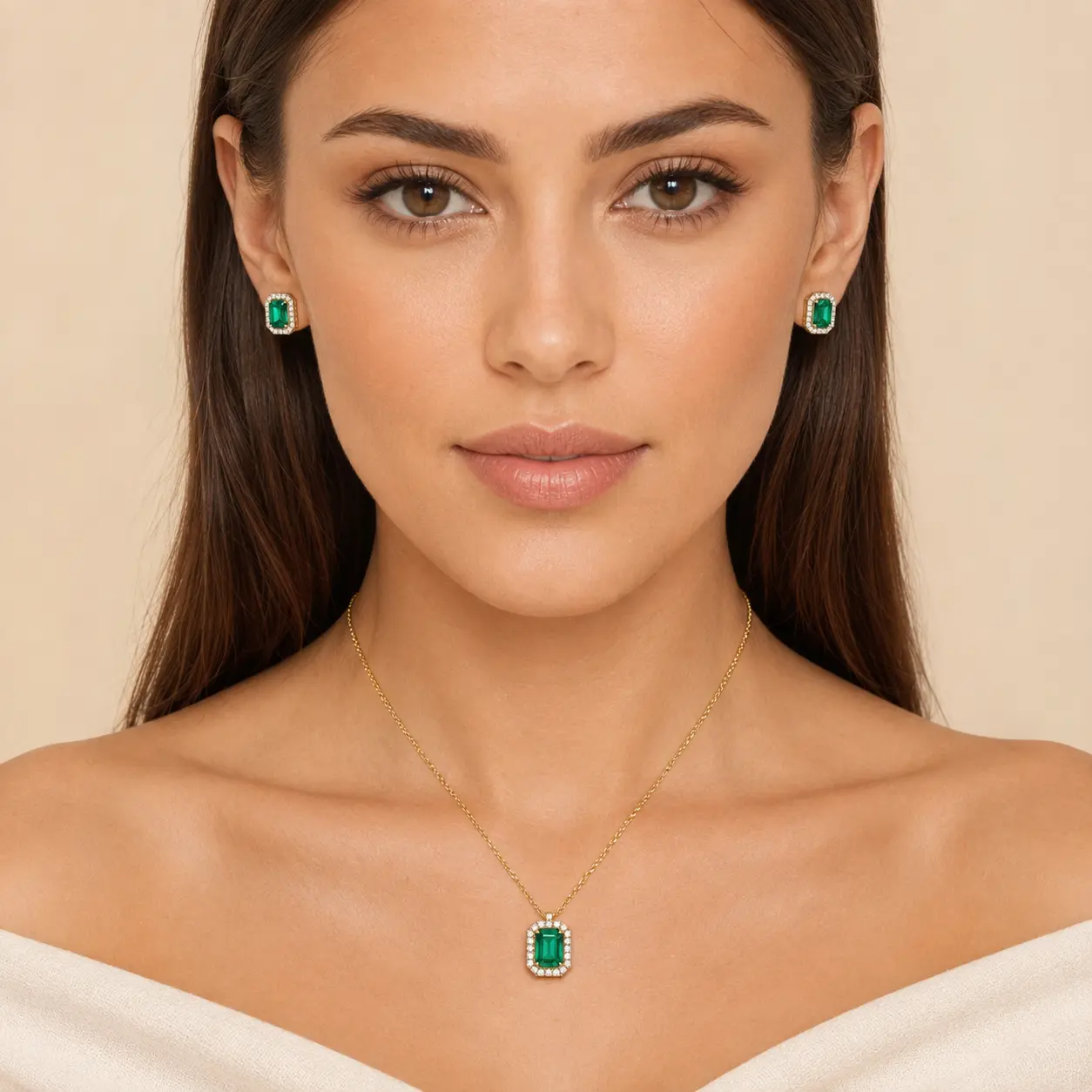 Juego de Esmeralda: Collar y Aretes