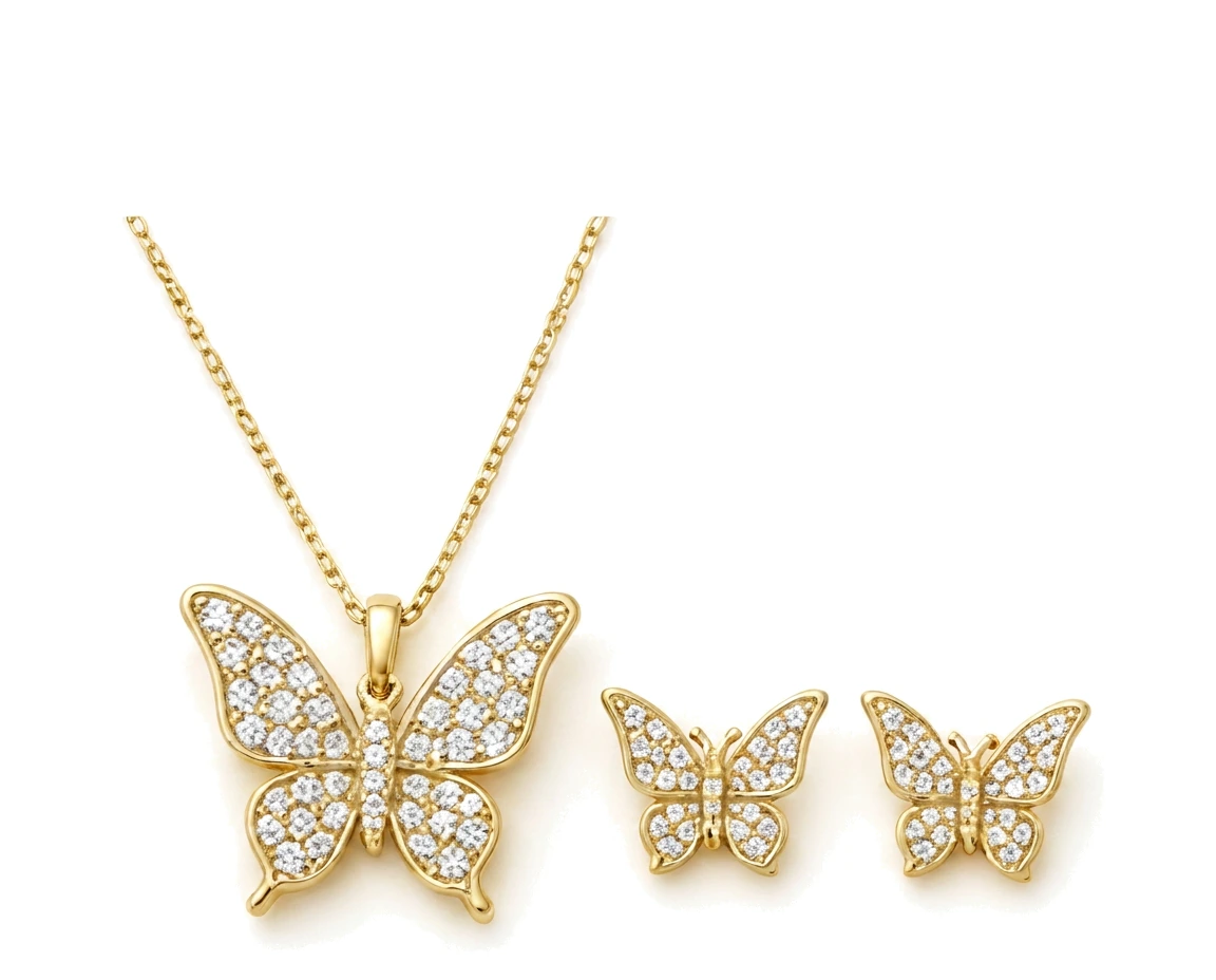 Juego de Mariposa: Collar y Aretes