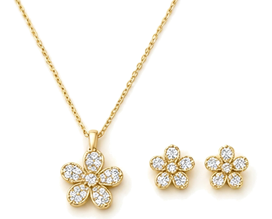 Juego de Flor: Collar y Aretes