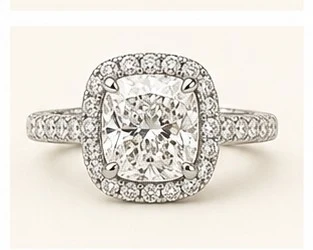 Anillo de Compromiso Cushion con Halo Clásico