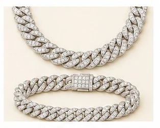 Juego Cubano con Diamantes: Collar y Manilla