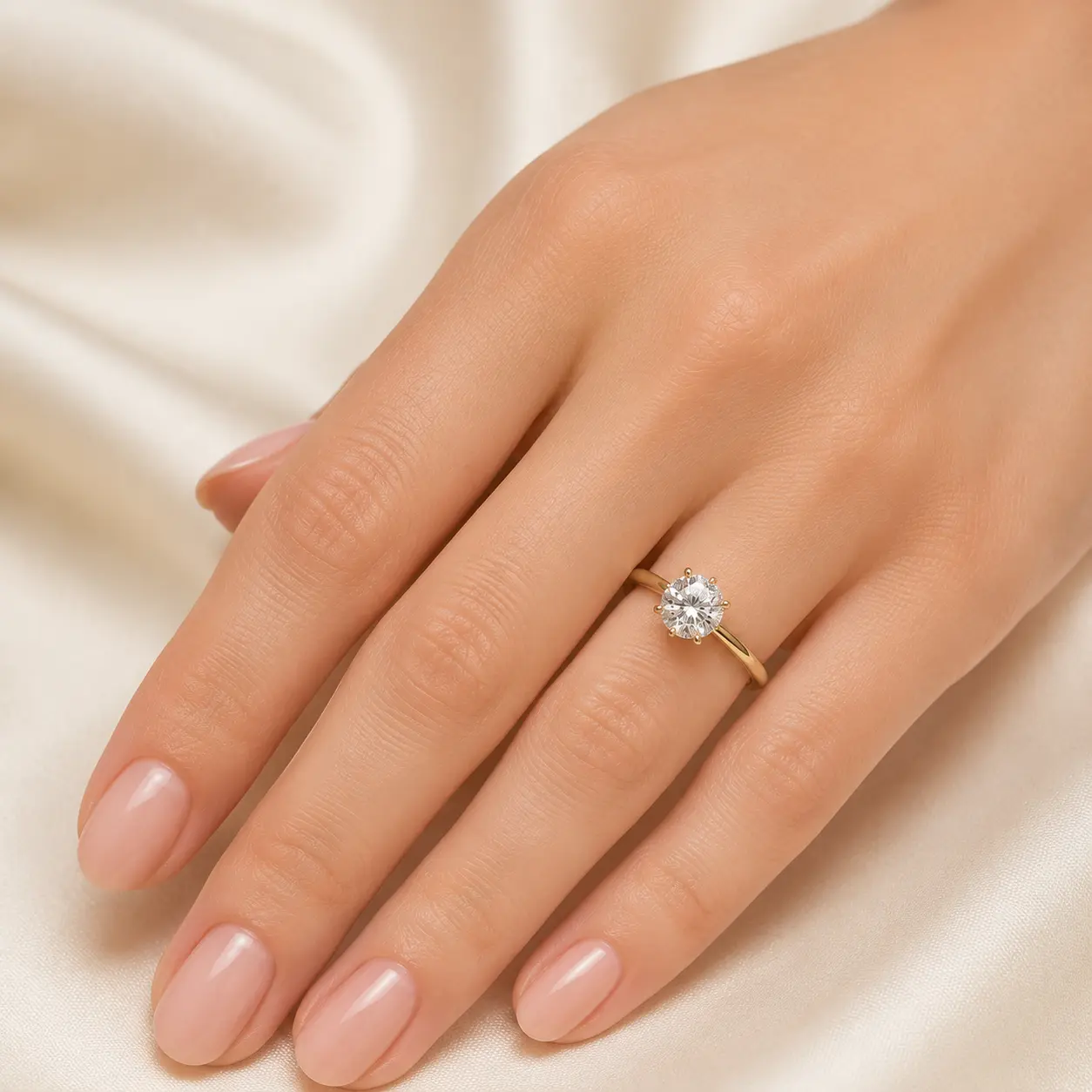 Anillo de Compromiso Solitario Redondo