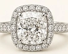 Anillo de Compromiso Cushion con Halo Clásico — detalle
