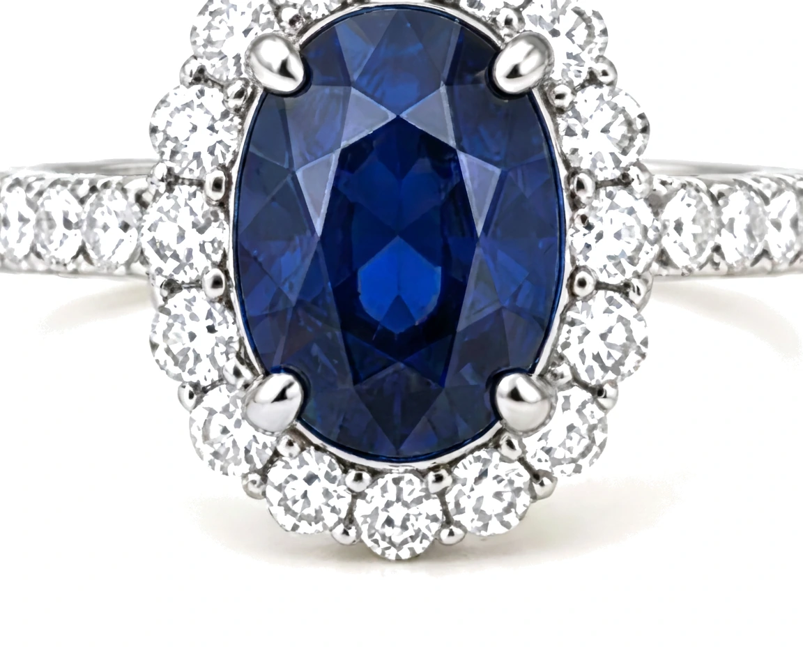 Anillo de Compromiso con Centro de Zafiro — detalle